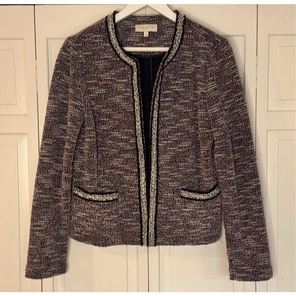 Talbots tweed blue and red open blazer jacket size small - Picture 9 of 9